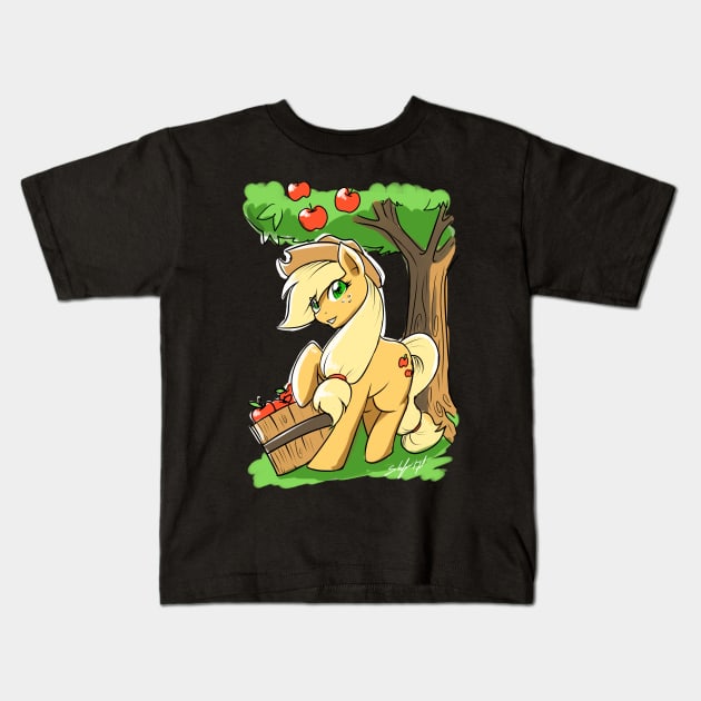Applejack Kids T-Shirt by slifertheskydragon